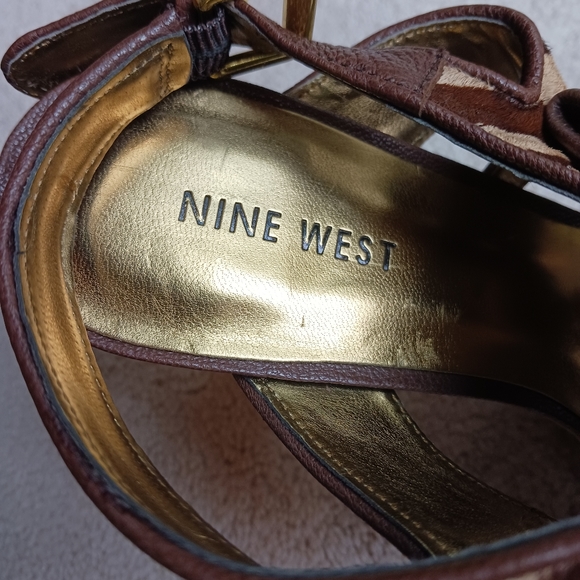 Cow Leather Zebra Print Platform Sandals - Picture 7 of 8